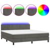 vidaXL Cama box spring colch&oacute;n y LED terciopelo gris oscuro 160x200 cm