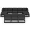 vidaXL Set de muebles de jard&iacute;n 10 pzas con cojines madera pino negro