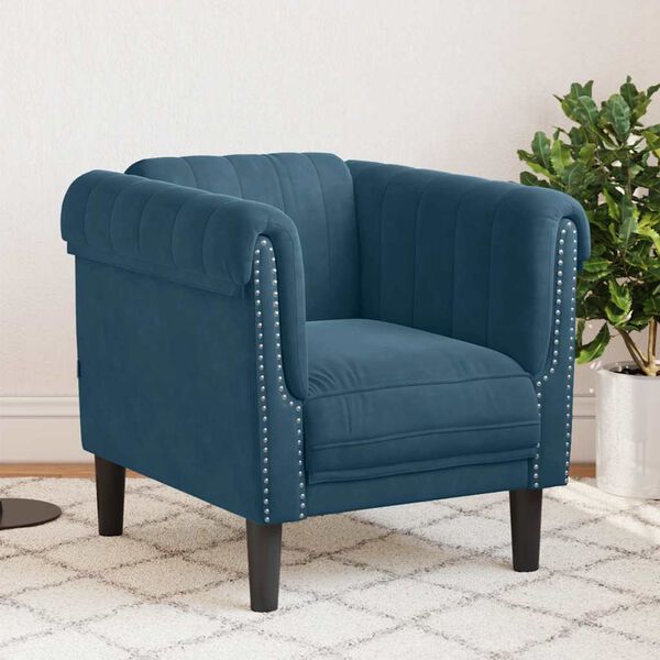 vidaXL Sill&oacute;n de terciopelo azul