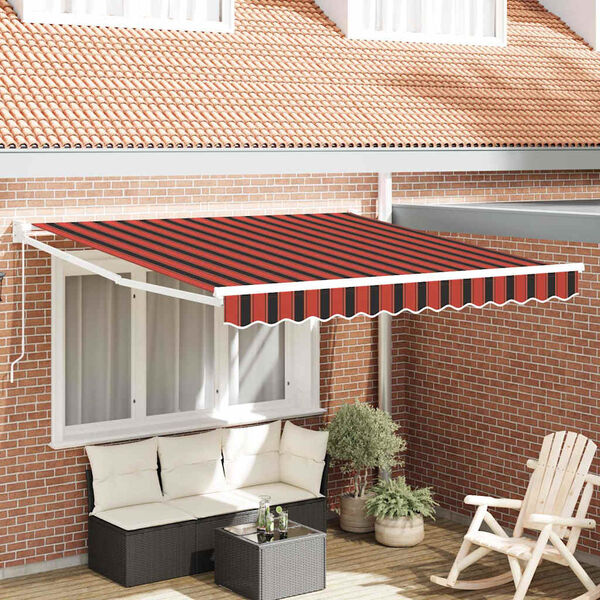 vidaXL Toldo Retr&aacute;ctil Naranja y Marr&oacute;n 300 x 250 cm Poli&eacute;ster, Metal
