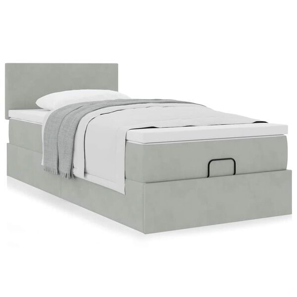 vidaXL Estructura cama otomana colch&oacute;n terciopelo gris claro 90x200cm