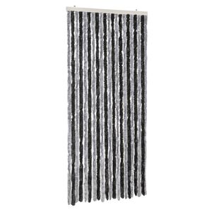 vidaXL Cortina antimoscas chenilla gris y negro 90x200 cm