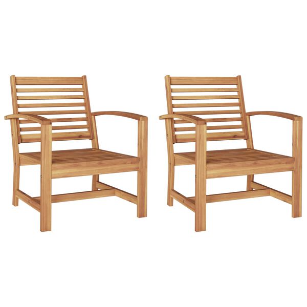 vidaXL Silla 2 pcs Marr&oacute;n 65 x 60 x 76,5 cm Madera de teca maciza