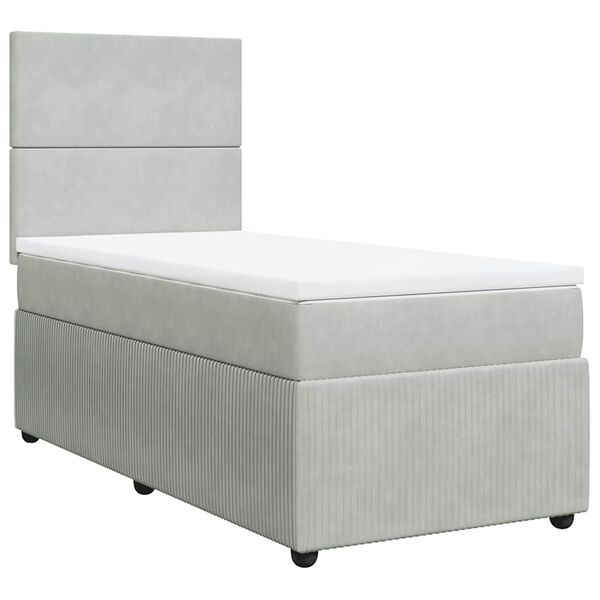 vidaXL Cama box spring con colch&oacute;n terciopelo gris claro 80x200 cm