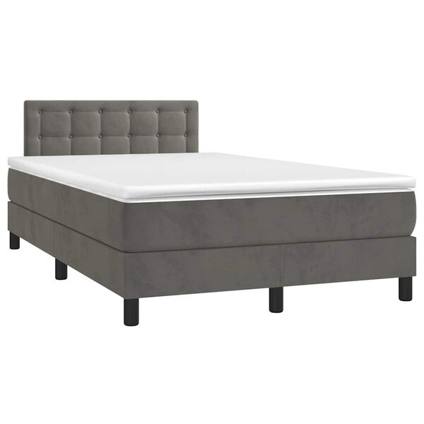 vidaXL Cama box spring colch&oacute;n y LED terciopelo gris oscuro 120x190 cm