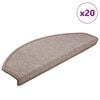 vidaXL Felpudos para escaleras 20 unidades 65x24x4 cm Marr&oacute;n claro Semicircular Grande