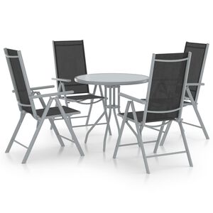 vidaXL Set de comedor para jard&iacute;n 5 piezas aluminio y textilene plata