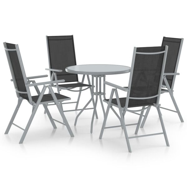 vidaXL Set de comedor para jardín 5 piezas aluminio y textilene plata