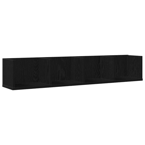 vidaXL Estante de pared con estante Roble Negro 100 x 18 x 18 cm