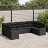 vidaXL Conjunto de sof&aacute; de jard&iacute;n 9 pcs Negro rat&aacute;n sint&eacute;tico