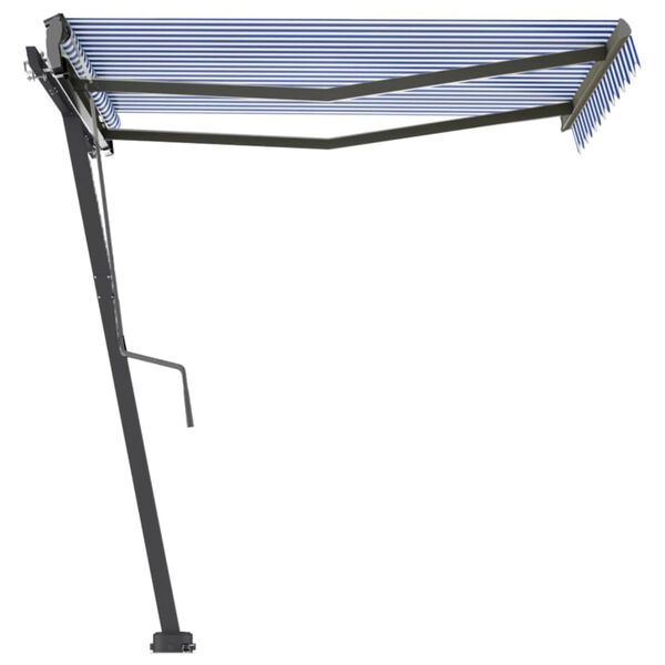 vidaXL Toldo de pie manual retr&aacute;ctil azul y blanco 300x250 cm