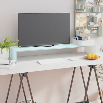 vidaXL Mueble TV/Elevador de monitor cristal verde 100x30x13 cm