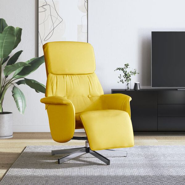 vidaXL Sill&oacute;n reclinable con reposapi&eacute;s tela amarillo claro
