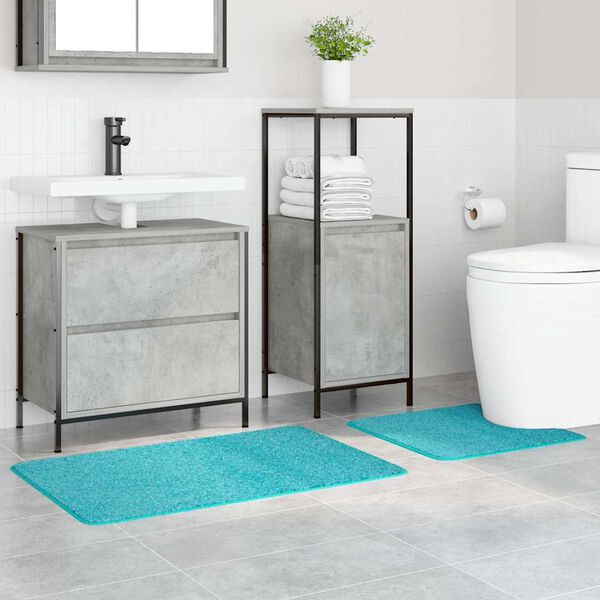 vidaXL Conjunto de alfombra de ba&ntilde;o antideslizante 2 pcs Tuquesa PP