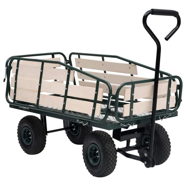 vidaXL Carrito de mano de jardín metal y madera 250 kg