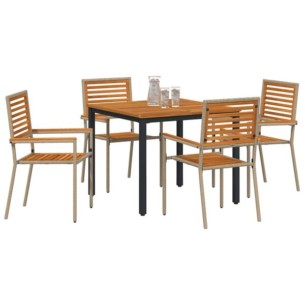 vidaXL Conjunto de Comedor de Jard&iacute;n 5 pcs Beige y Marr&oacute;n