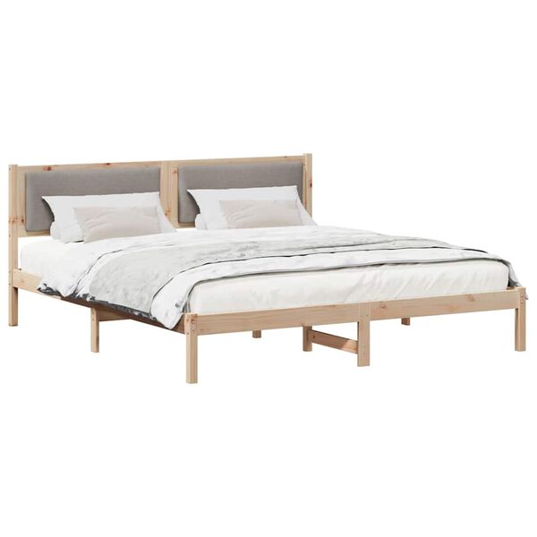 vidaXL Estructura de cama Taup&eacute; 180 x 200 cm Madera de pino macizo