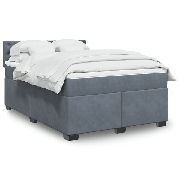 vidaXL Cama box spring con colch&oacute;n terciopelo gris oscuro 160x200 cm