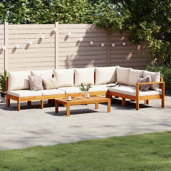 vidaXL Set de sof&aacute;s de jard&iacute;n con cojines 5 pzas madera maciza acacia