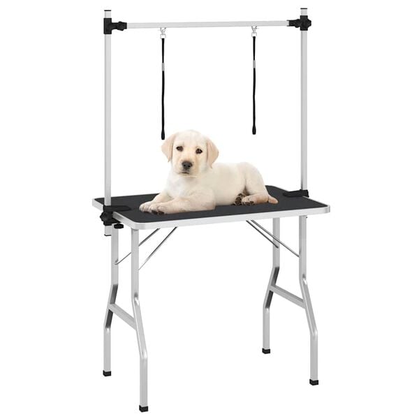 vidaXL Mesa de baño para perros, gatos y mascotas ajustable 2 lazos