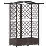 vidaXL Cama elevada con trellis y techo Marr&oacute;n 124 x 40 x 123 cm PP