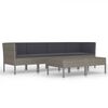 vidaXL Set de muebles de jard&iacute;n 6 pzas y cojines rat&aacute;n sint&eacute;tico gris
