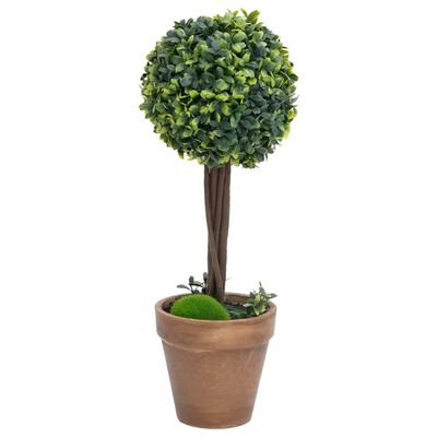 vidaXL Plantas de boj artificial 2 uds forma bola maceta verde 33 cm