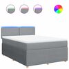 vidaXL Cama box spring con colch&oacute;n tela gris claro 160x200 cm