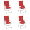 vidaXL Coj&iacute;n silla de jard&iacute;n respaldo alto 4 uds tela rojo 120x50x3 cm