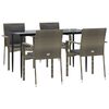 vidaXL Set comedor jardín 5 pzas y cojines ratán sintético negro gris