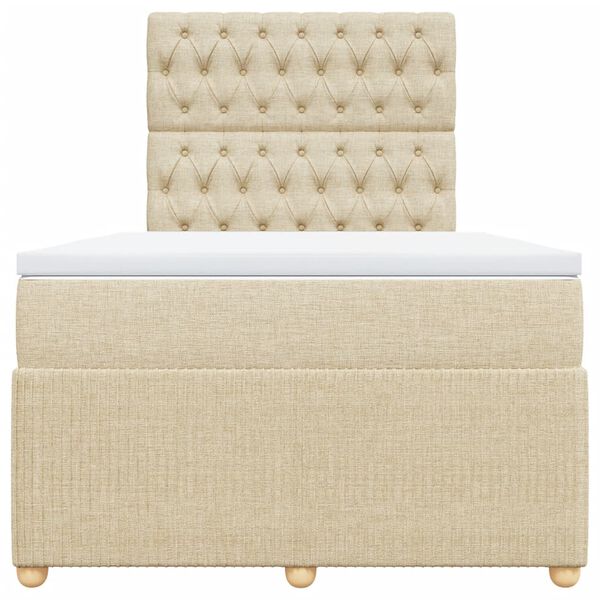 vidaXL Cama box spring con colch&oacute;n tela color crema 120x200 cm