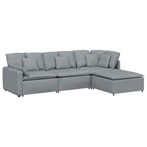 vidaXL Sof&aacute; modular con reposapi&eacute;s y cojines, tejido gris claro