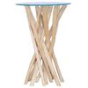 vidaXL Mesa de centro con superficie de vidrio teca maciza 35x35x50 cm