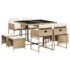 vidaXL Set comedor de jard&iacute;n 9 pzas con cojines rat&aacute;n sint&eacute;tico beige
