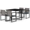vidaXL Set de comedor de jard&iacute;n 5 pzas y cojines rat&aacute;n sint&eacute;tico gris