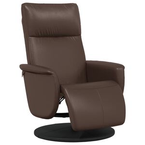 vidaXL Sill&oacute;n reclinable con reposapi&eacute;s cuero sint&eacute;tico marr&oacute;n