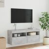 vidaXL Mueble de TV de pared con luces LED gris hormig&oacute;n 100x30x40 cm