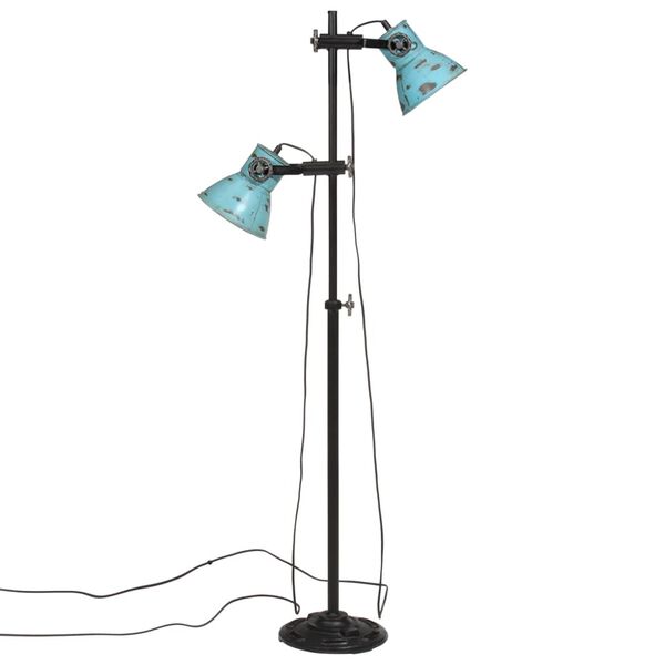 vidaXL L&aacute;mpara de pie azul desgastado 25 W E27 25x25x90/140 cm