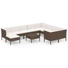 vidaXL Set muebles de jard&iacute;n 11 pzas y cojines rat&aacute;n sint&eacute;tico marr&oacute;n