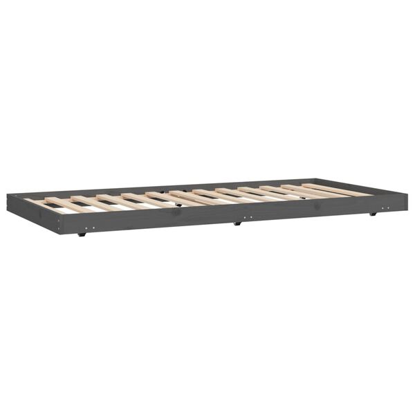 vidaXL Estructura de cama madera maciza de pino gris 75x190 cm