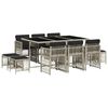 vidaXL Set de comedor de jard&iacute;n 11 pzas y cojines rat&aacute;n sint&eacute;tico gris