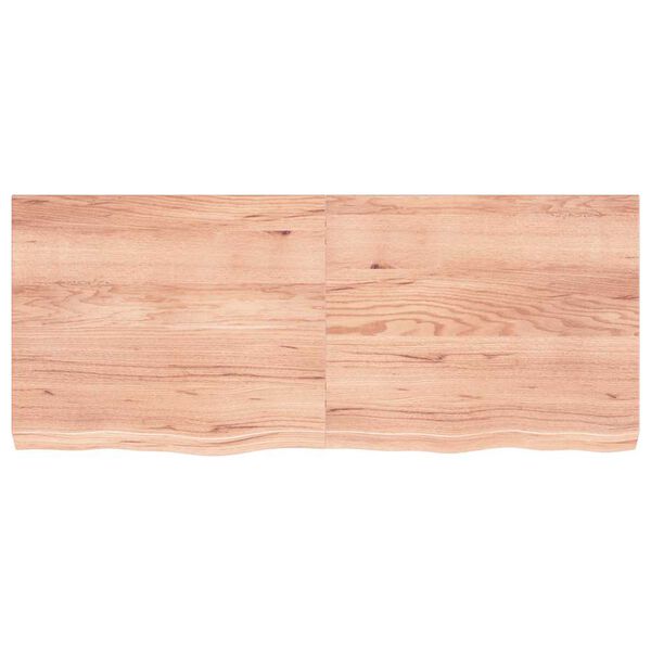 vidaXL Encimera ba&ntilde;o madera maciza tratada marr&oacute;n claro 120x50x(2-6)cm