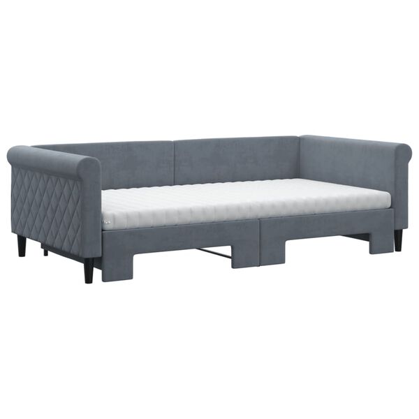 vidaXL Sof&aacute; cama nido con colch&oacute;n terciopelo gris oscuro 100x200 cm