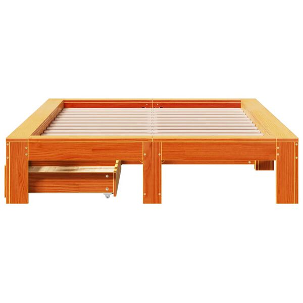 vidaXL Estructura de cama sin colch&oacute;n madera maciza marr&oacute;n 120x190 cm