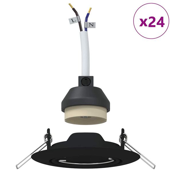 vidaXL Foco 24 pcs Negro 9 x 9 x 2.5 cm Metal