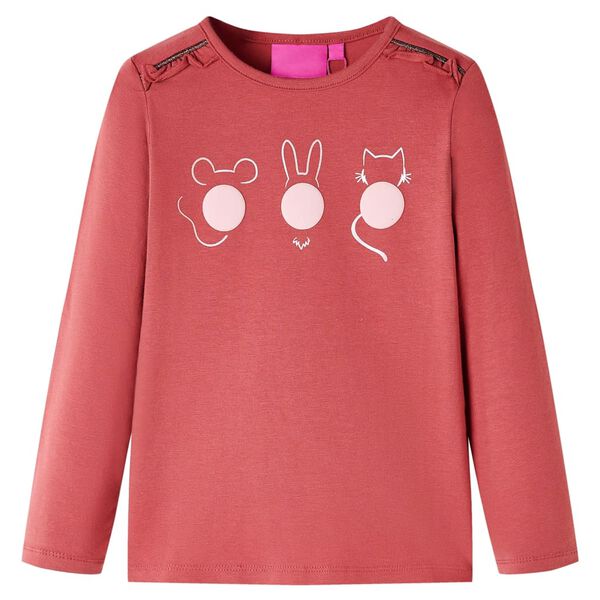 Camiseta infantil de manga larga rosa tostado 116