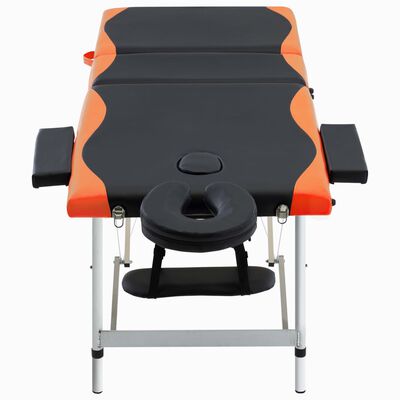 vidaXL Camilla de masaje plegable 3 zonas aluminio negro y naranja