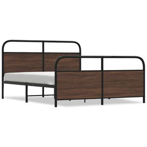 vidaXL Estructura de cama sin colch&oacute;n metal marr&oacute;n roble 160x200 cm