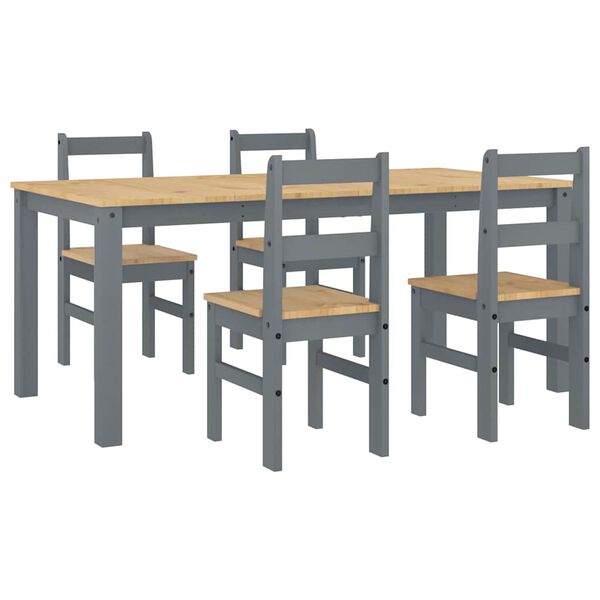 vidaXL Juego de comedor Panama 5 pzas madera maciza de pino gris