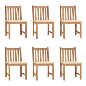 vidaXL Sillas de jard&iacute;n 6 unidades con cojines madera maciza de teca